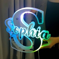 Enseigne murale lumineuse LED 3D personnalisée en acrylique arc-en-ciel pour bureau, studio créatif et réception d'entreprise