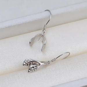 Boucle d'oreille DIY en perle baroque, argent S925, perle en forme de feuille, dos creux, accessoire féminin avec matériau en acier 1689 - Product Image 3