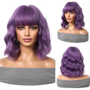 Suministro directo de cabello <span class=keywords><strong>corto</strong></span> y rizado para mujer en stock Naturalmente cómodo y transpirable con flequillo y pelucas multicolores - Product Image 4