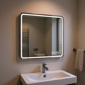 Miroir de salle de bain LED D0100HR2R66 36x36 pouces carré anti-explosion avec interrupteur tactile, cadre en aluminium, design moderne, montage mural - Product Image 2