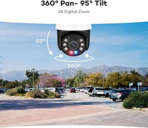 Caméra de sécurité IP PoE HD PTZ 6MP, suivi humain et détection de véhicules, zoom numérique 3X, audio bidirectionnel, <span class=keywords><strong>vision</strong></span> <span class=keywords><strong>nocturne</strong></span> couleur intelligente - Product Image 4