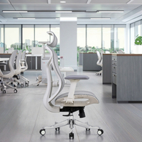 Chaise de direction pivotante contemporaine ergonomique en tissu à dossier haut avec base en alliage d'aluminium, soutien lombaire auto-ajustable et réglable