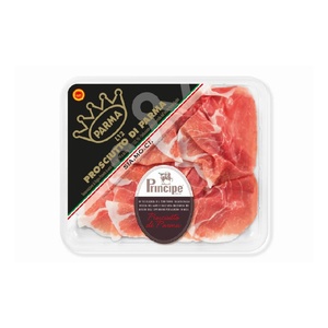 Jamón de Cerdo Italiano Principe Parma Di San Daniele DOP, Hecho en Italia, Cortado en Rodajas, Curado en Seco, Duración de 60 Días - Product Image 1