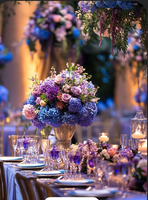 Bunga Hydrangea sutra buatan, bunga Hydrangea biru untuk tengah meja dekorasi latar belakang tata letak