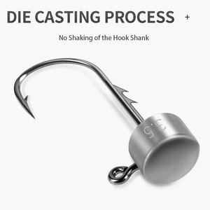 Cabeza de Jig de Pesca de Agua Salada de Gran Resistencia con Anzuelo para Pesca de Lubina, Señuelo Flotante de Camarón, Cebo Artificial Negro - Product Image 5