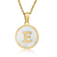Collar de Moda con Letra, Joyería de Acero Inoxidable, Gargantilla con Inicial de Acero Inoxidable, Collares con Nombre de Letra en Concha para Mujer