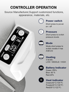 Massaggiatore Elettrico Digitale per Polpacci con Compressione d'Aria, Batteria da 2600mAh, Timer da 10-30 Minuti, Pressione Massaggiante 50-210mmHg - Product Image 3