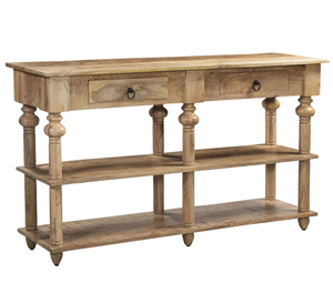 Console en bois massif de style vintage antique, étroite, pour salon, chambre, couloir et salle à manger, au design classique et traditionnel - Product Image 6