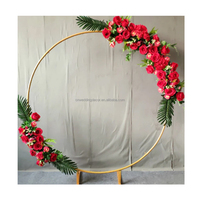 Arc métallique rond doré, décor de cercle pour fleurs, support à ballons, toile de fond