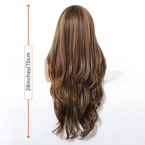 วิกผมสังเคราะห์แบบลูกไม้ด้านหน้า 13x6 ยี่ห้อ Japanese Futura Fiber สีน้ำตาลเข้มไล่เฉดสีน้ำตาลแดงแบบมีลอนยาวนุ่มเป็นธรรมชาติ - Product Image 6