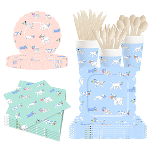 DAMAI - Juego de Platos, Servilletas y Vasos para Fiesta de Cumpleaños de Perros, Decoración Desechable con Temática Canina para Fiestas Infantiles - Product Image 2
