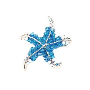 XILIANGFEIZI Broche de estrella de mar azul de gama alta estilo de dibujos animados Broche de cristal de traje de moda femenina de gama alta - Product Image 5