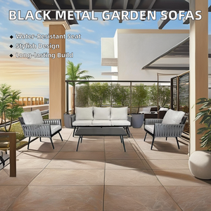 Salle à manger en plein air moderne <span class=keywords><strong>panneau</strong></span> de bois corde ensemble métal tissage jardin cour hôtel Restaurant <span class=keywords><strong>balcon</strong></span> Villa patio bancs - Product Image 4