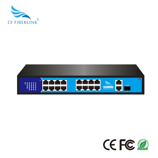 16+2+1 Gigabit PoE Network Switch IEEE802.3af/at Standard 52V/5A 260W Single Port Max Power 30W QoS 38Gbps Capacity 8K