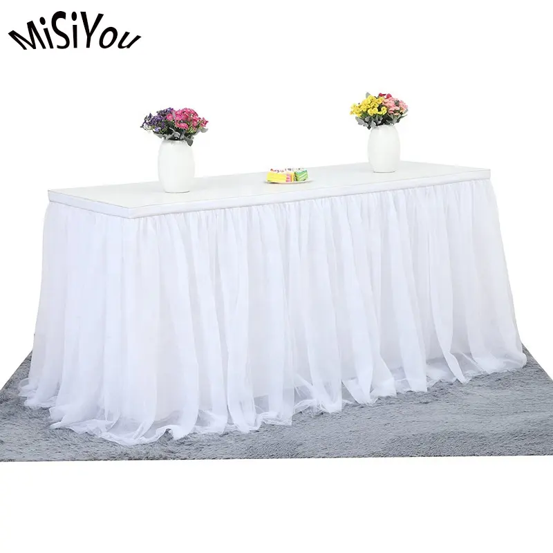 SquarePie Sequin Table Skirt for Rectangle Square Round Table Party Size: L 14ft,H 30in; Color: Rose Gold