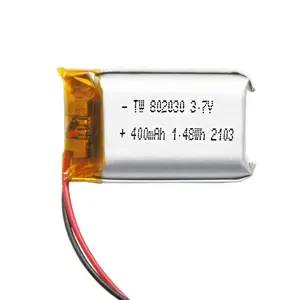 Tùy chỉnh OEM Li ion KC pin lithium polymer 3.7V 400 mAh LiPo pin 802030 BATTERIE