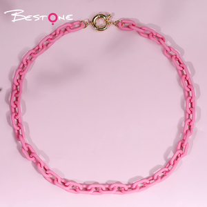 Collar corto de moda para chicas, regalo de joyería al por mayor, collar de cadena de resina geométrica de Color caramelo para mujer - Product Image 5