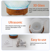 Diffuseur d'huiles essentielles LED 3D en verre coloré avec minuterie