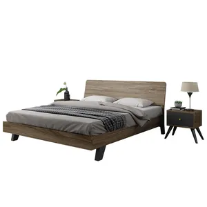 Модульная двухспальная кровать большого размера из дуба, рама из массива дерева, комплект мебели для отеля, спальни