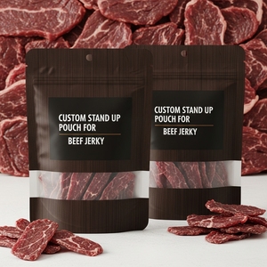 Low MOQ 500pcs Custom Printed BOPP Stand Up Zipper Pouches High Barrier Moisture Proof Food Storage Bags for Beef Jerky - Product Image 2