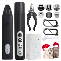 2-en-1 Pet Nail Grinder & Paw Hair Trimmer Kit-Lumière LED, moteur silencieux et charge de type C