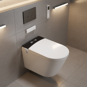 Bidet en céramique allongé pour salle de bain familiale, avec siège chauffant, chasse d'eau automatique, lavage arrière, télécommande, intelligent, mural, siphon en P - Product Image 1