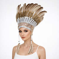 Coiffe tribale indienne personnalisée en plumes véritables pour Carnaval, Festival, Cosplay, Scène, Danse, Fête, Costume