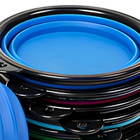 Vente en gros OEM/ODM – Gamelles pliables anti-déversement en plastique pour animaux de compagnie, gamelles surélevées isolées en silicone, portables et pliables pour chiens