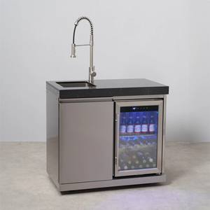 ตู้ครัวสแตนเลสสำหรับทำอาหารกลางแจ้งในสวนและเตาบาร์บีคิว ดีไซน์ครัวแบบโมดูลาร์พร้อมตู้เย็นและอ่างล้างจาน - Product Image 4