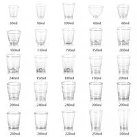 Gobelets jetables en plastique PS transparent, épais et résistants, de 3 oz, 4 oz, 7 oz, pour boissons, jus, café, fêtes