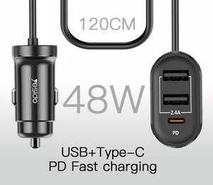 Caricabatterie da Auto Yesido Qc 3.0 Multiplo a 4 Porte con Doppia PD, Ricarica Rapida USB Tipo C per Telefono, Adattatore di Ricarica Veloce per Auto - Product Image 4