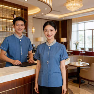 Hotel Uniforms Summer Short Sleeve Cotton Unisex Workwear For Hotels And Guesthouses - Product Image 1