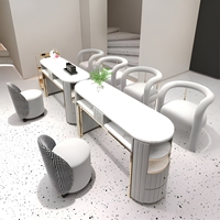 Table de Manucure de Luxe pour Salon, Table Simple et Économique en Velours pour Manucure, Ensemble Table et Chaise pour Salon, Mobilier de Salon