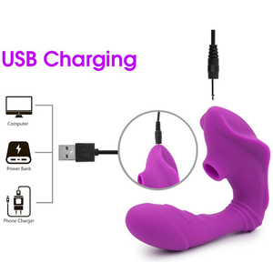 Purple USB <b>Rechargeable</b> Vaginal <b>Vibrator</b> Sex Toy Adult Stimulation Toy - Product Image 1