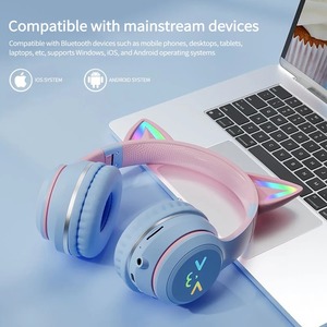 Auriculares con Luz RGB, Auriculares TWS con Cara Sonriente, Auriculares con Degradado de Color, Auriculares Rosas <span class=keywords><strong>para</strong></span> Niñ<span class=keywords><strong>a</strong></span>, Regalo, Compatibles con Cualquier Teléfono - Product Image 2