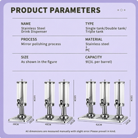 Distributeur d'eau/jus portable OEM 3L en acier inoxydable, idéal pour les fêtes et mariages, sécuritaire pour les aliments, pour stations de buffet et refroidisseur de liquides pour boissons froides