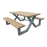 Table de pique-nique et bancs en bois et métal sur mesure pour l'extérieur, mobilier de jardin, utilisation dans les parcs et les écoles