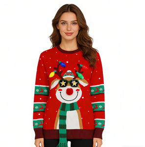 Suéter Navideño Feo Unisex con Luces LED, Patrón de Reno, Suéter Navideño Familiar a Juego, Suéter de Punto para Fiestas - Product Image 3