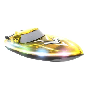 Nuevos juguetes, barco de Control remoto amarillo de 4 canales V666 EVA impermeable con luz 2,4G RC Racing Speed Boat
