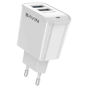 BAVIN PC506Y toptan düşük fiyat mikro IOS tip-c taşınabilir 2.4A çift usb hızlı şarj duvar adaptörü ile ücretsiz veri kablosu
