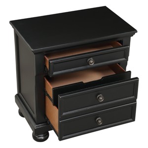Black Finish Nightstand With Hidden <b>Drawer</b> Casual Transitional Bed <b>Side</b> Table - Product Image 4