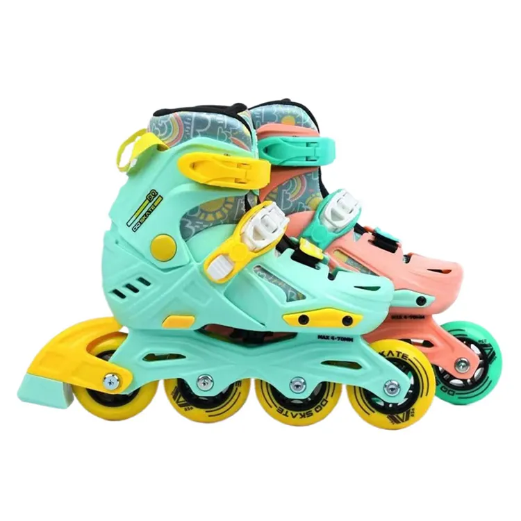 새로운 패션 4 륜 롤러 스케이트 신발 도매 녹색 스케이트 신발 어린이를위한
