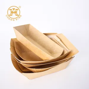 Poulet frit frites hamburger papier kraft résistant à l'huile boîte à lunch emballage à emporter jetable restauration rapide collation plateau en papier