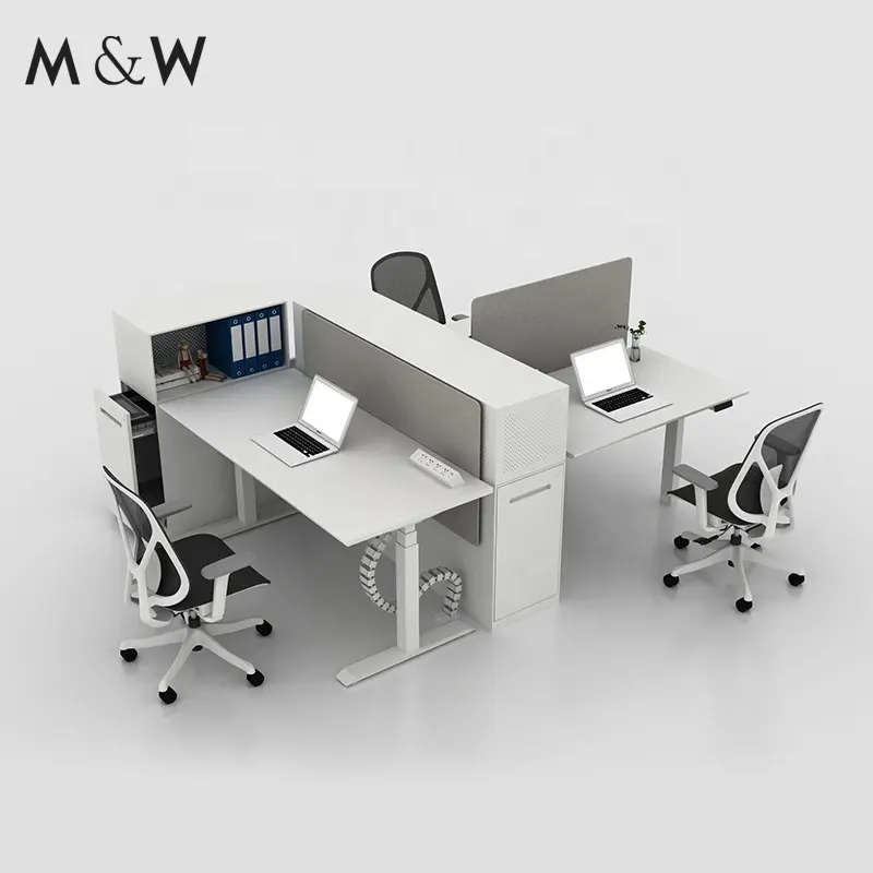 Bureau électrique ergonomique à quatre moteurs et hauteur réglable Table de bureau debout