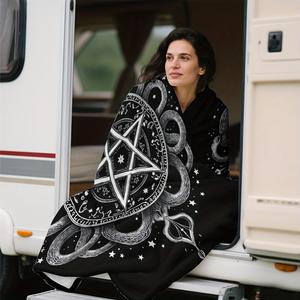Assorted Print Cosmic Moon Flannel Blanket Throw Blanket Nap Blanket <b>Machine</b> Washable Fade Resistant for Home Office Nap - Product Image 1