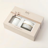 Boîte cadeau en papier kraft avec fenêtre transparente personnalisée, emballage en carton écologique pour bougies, parfums, soins de la peau, ensembles cosmétiques