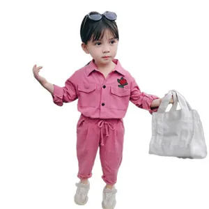 Ropa de manga larga con rosas bordadas para niños, traje de niña de 2 años, novedad, 2019