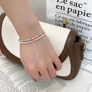 S925 Sterling <b>Silver</b> <b>Beaded</b> Bracelet Pearl Women's Everyday Wear Fashion Jewelry Instagram Style - Product Image 4