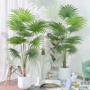 Grand éventail tropical simulation de palmier <span class=keywords><strong>plante</strong></span> verte arbre en pot en gros plancher <span class=keywords><strong>intérieur</strong></span> <span class=keywords><strong>plante</strong></span> aménagement paysager faux bonsaï ornements - Product Image 3