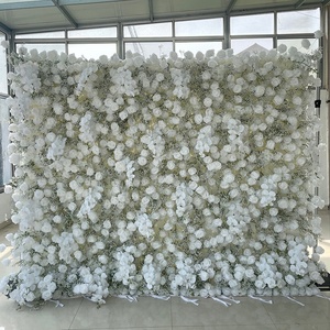 F79 Luxe 5D 7D Roll Up Zipper Floral Toile de Fond Panneau 8ft x 8ft Blanc Soie Artificielle Babys Souffle Fleur Mur pour <span class=keywords><strong>la</strong></span> Décoration de Mariage - Product Image 2